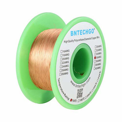 Picture of BNTECHGO 36 AWG Magnet Wire - Enameled Copper Wire - Enameled Magnet Winding Wire - 4 oz - 0.0049" Diameter 1 Spool Coil Natural Temperature Rating 155 Widely Used for Transformers Inductors