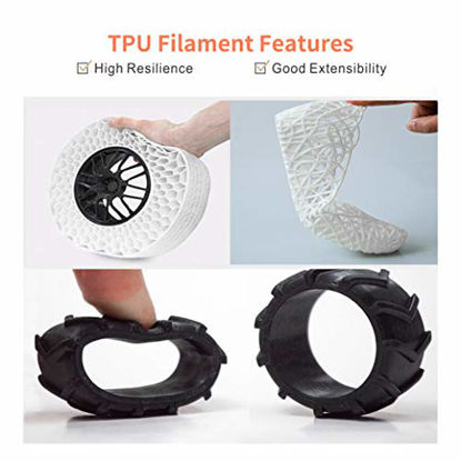 Picture of TPU Filament,Vacuum Sealed Flexible TPU Filament 1.75mm, Dimensional Accuracy +/- 0.05 mm, White 3D Filament TPU 1.75.