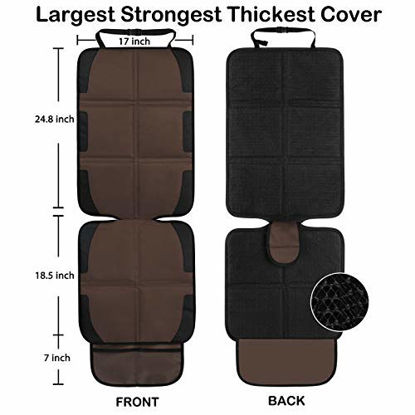Picture of Car Seat Seat Cover Protector, Large Waterproof Child Baby Carseat Seat Protectors Pad Mat for Leather Seats for Truck, SUV, Sedan, Brown