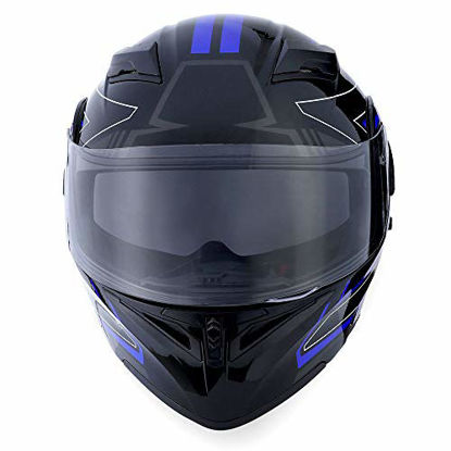 Picture of 1Storm Motorcycle Modular Full Face Helmet Flip up Dual Visor Sun Shield: HB89 Arrow Blue