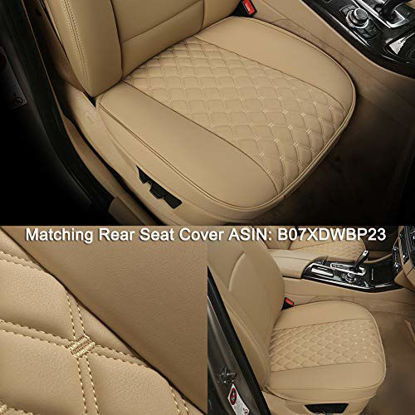 Picture of Black Panther PU Car Seat Cover, Front Seat Protector Compatible with 90% Vehicles,Embroidery,Anti-Slip & Full Wrapping Edge (W 21.26''×D 20.86)(1Piece,Beige)