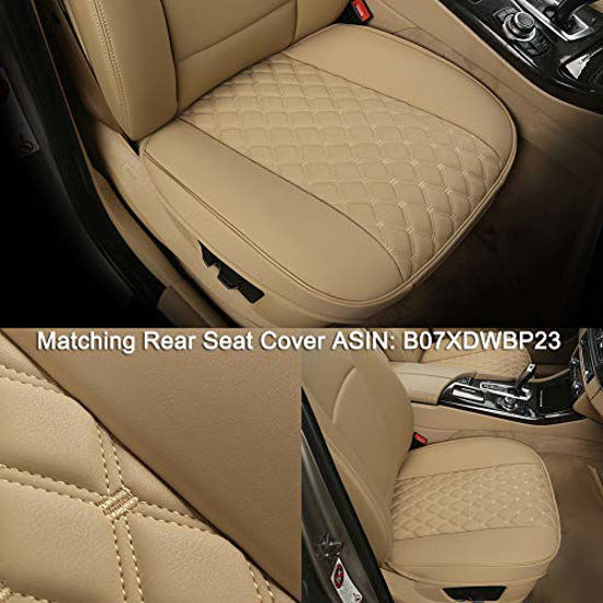 Picture of Black Panther PU Car Seat Cover, Front Seat Protector Compatible with 90% Vehicles,Embroidery,Anti-Slip & Full Wrapping Edge (W 21.26''×D 20.86)(1Piece,Beige)