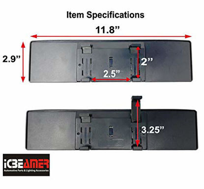 Picture of ICBEAMER 11.8" 300mm Easy Clip on Universal Fit Wide Angle Panoramic Auto Interior Rearview Mirror "Flat Clear Surface"