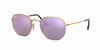 Picture of Ray-Ban Unisex-Adult RB3548N Flat Lens Sunglasses, Shiny Gold/Lilac Flash, 51 mm
