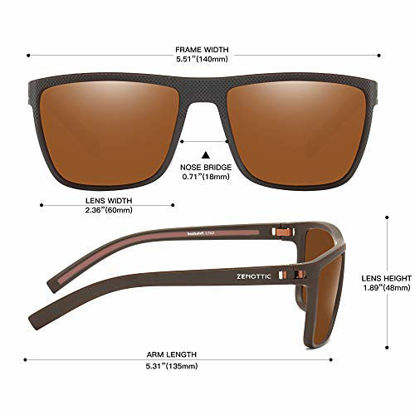 Picture of ZENOTTIC Polarized Sunglasses for Men Lightweight TR90 Frame UV400 Protection Square Sun Glasses
