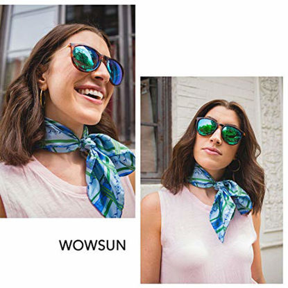 Picture of WOWSUN Polarized Sunglasses for Women Vintage Retro Round Mirrored Lens (2 Pack Tortoise Green + Black, 55)