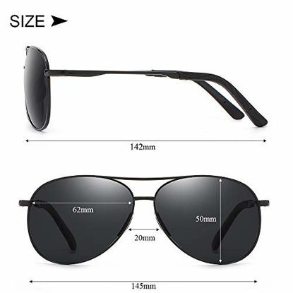 Picture of Polarized Aviator Sunglasses for Men and Women-UV400 Protection Lens -Metal Frame with Spring Hinges