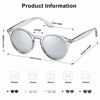 Picture of SOJOS Classic Retro Round Polarized Sunglasses UV400 Mirrored Lens SJ2069 ALL ME with Crystal Grey Frame/Silver Mirrored Lens with Rivets