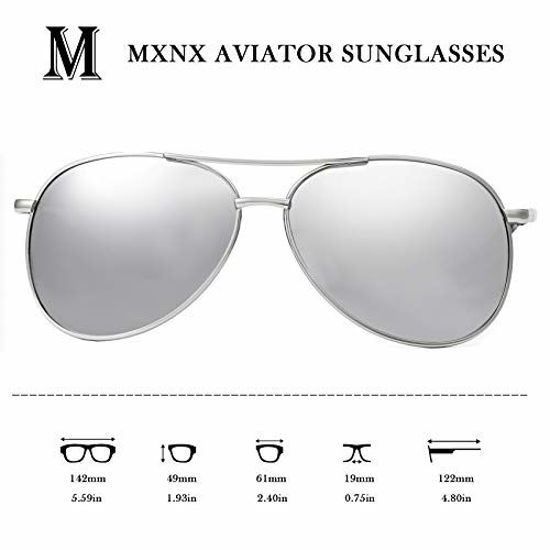 GetUSCart- Aviator Sunglasses for Men Polarized Women -MXNX UV Protection  Lightweight Driving Fishing Sports Mens Sunglasses MX208 (9-Silver  Frame/Mirror Silver Lens)
