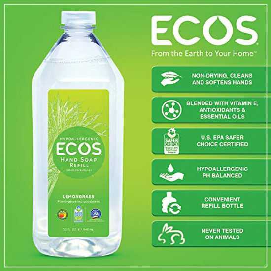 GetUSCart ECOS Hypoallergenic Hand Soap, Lemongrass 32 Fl Oz