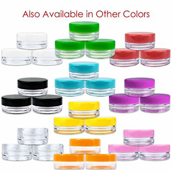 Picture of (100 Pieces Jars + Lid) Beauticom 3G/3ML Round Clear Jars with White Screw Cap Lids for Scrubs, Oils, Toner, Salves, Creams, Lotions, Makeup Samples, Lip Balms - BPA Free