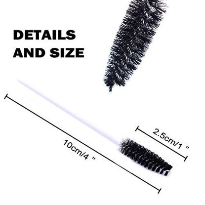 Picture of AKStore 100 PCS Disposable Eyelash Brushes Mascara Wands Eye Lash Eyebrow Applicator Cosmetic Makeup Brush Tool Kits (White-Black)