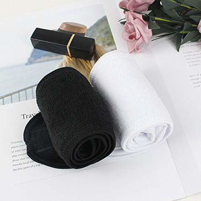 Picture of Facial Spa Headband - Makeup Shower Bath Wrap Sport Headband Terry Cloth Adjustable Stretch Towel with Magic Tape