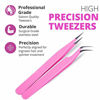 Picture of SIVOTE Lash Tweezers, Pack of 2 Stainless Steel Tweezers for Eyelash Extensions | Straight and Curved Tip | False Lash Application Tools - Pink