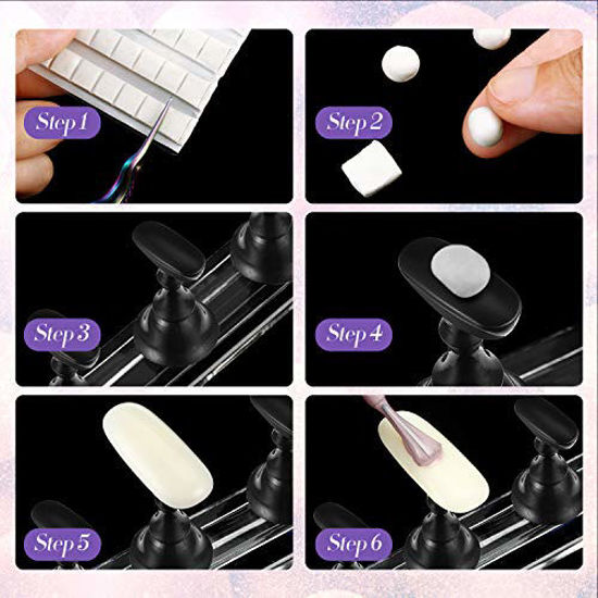 Picture of 2 Set Acrylic Nail Art Practice Stands Magnetic Nail Tips Holders Training Fingernail Display Stands DIY Nail Crystal Holders and 96 Pieces White Reusable Adhesive Putty (Black)