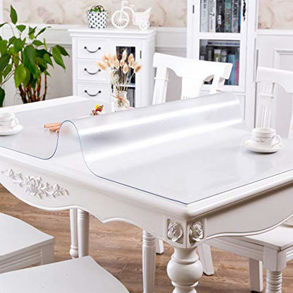 Picture of OstepDecor Upgraded Version 1.5mm Thick Frosted Table Cover Protector, 42 x 120 Inch, Odorless Table Plastic Cover Frosted Table Pad, Heavy Duty Table Protector for Dining Room Table
