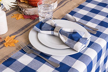 Picture of DII Buffalo Check Collection Classic Tabletop, Tablecloth, 60x120, Navy & Cream