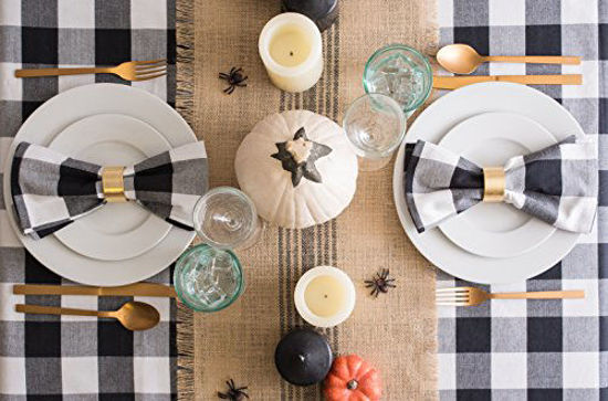 Picture of DII Buffalo Check Collection Classic Tabletop, Tablecloth, 60x84, Black & White
