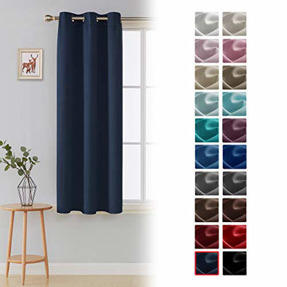 Picture of Deconovo Room Darkening Thermal Insulated Blackout Grommet Window Curtain Panel for Living Room, Navy Blue, 42x63 Inch, 1 Panel