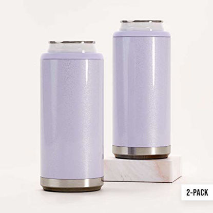 Maars Skinny Can Cooler for Slim Beer & Hard Seltzer | Stainless Steel  12oz, Double Wall Vacuum Insulated Drink Holder - Glitter Blush