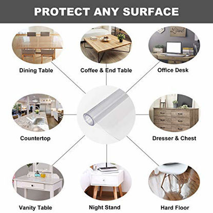 Picture of OstepDecor Custom 2mm Thick 64 x 28 Inch Clear Table Cover Protector, Desk Cover Plastic Table Protector Clear Table Pad Tablecloth Protector, Clear Desk Pad Mat for Coffee Table, Writing Desk