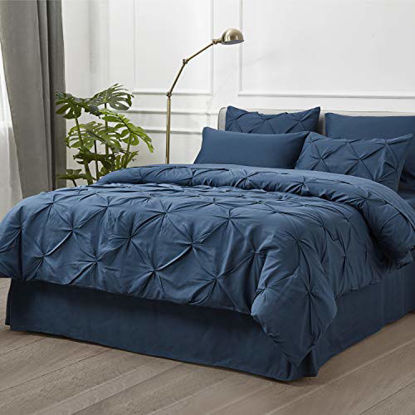 Picture of Bedsure Comforter Full Size Bed in A Bag Navy 8 Pieces Full Size Comforter Sets - 1 Full Comforter (82x86 Inches), 2 Pillow Shams, 1 Flat Sheet, 1 Fitted Sheet, 1 Bed Skirt, 2 Pillowcases