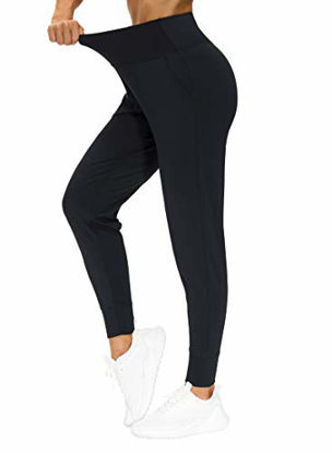 Picture of THE GYM PEOPLE Womens Joggers Pants with Pockets Athletic Leggings Tapered Lounge Pants for Workout, Yoga, Running, Training (Medium, Black)