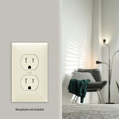Picture of ENERLITES Duplex Receptacle Outlet Wall Plate, Size 1-Gang 4.50" x 2.76", Unbreakable Polycarbonate Thermoplastic, UL Listed, 8821-LA-10PCS, Light Almond (10 Pack)