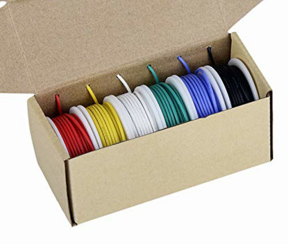 Picture of 18awg Electronic Wire Kit,Flexible Silicone Wire 6 Color 18 Gauge Hook Up Wire(6 different colored 13 Feet spools) 600V Stranded Wire automotive wiring