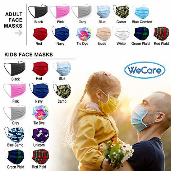 Picture of WeCare Disposable Face Masks For Kids, 50 Unicorn Masks, Individually Wrapped