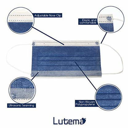 Picture of 3-Ply Breathable Disposable Face Mask (Denim Blue) - Made in USA - Comfortable Elastic Ear Loop | Non-Woven Polypropylene | Block Dust & Air Pollution | For Business and Personal Care (50pcs)