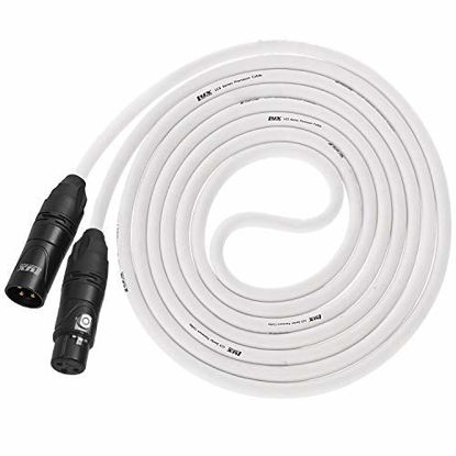 Picture of LyxPro 6 Feet XLR Microphone Cable Balanced Male to Female 3 Pin Mic Cord for Powered Speakers Audio Interface Professional Pro Audio Performance and Recording Devices - White