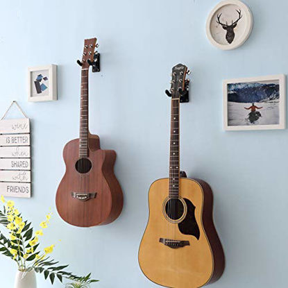 Picture of Guitar Wall Mount Hanger Hook Holder Stand Guitar Hangers Hooks for Acoustic Electric and Bass Guitars (1Pack-Black)
