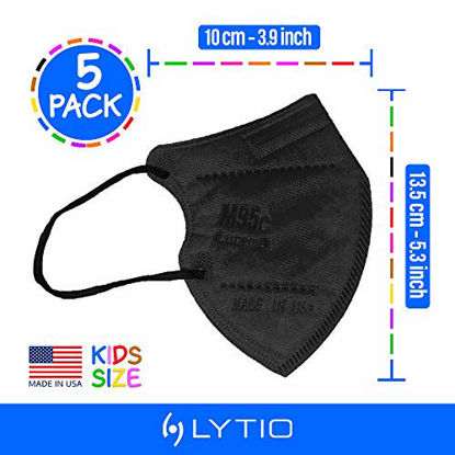 Picture of M95c Disposable 5-Layer Efficiency Protective Kid/Toddler Face Mask Breathable Material and Comfortable Earloop Made in USA 5 Units (Black)