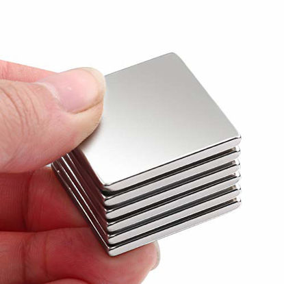 Picture of DIYMAG Powerful Neodymium Square Magnets, Strong Permanent Rare Earth Magnets for Fridge, DIY, Building, Science, Craft, and Office, 1.26 inch x 1.26 inch x 1/8 inch, Pack of 6