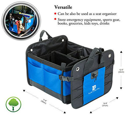 Picture of TRUNKCRATEPRO Collapsible Portable Multi Compartments Heavy Duty Non-Slip Cargo Trunk Organizer Storage, Blue