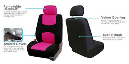 Picture of FH Group Universal Fit Flat Cloth Pair Bucket Seat Cover, (Pink/Black) (FH-FB050102, Fit Most Car, Truck, Suv, or Van)