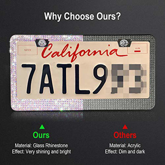 GetUSCart Tchipie 2 Pack Bling Rhinestone License Plate Frames
