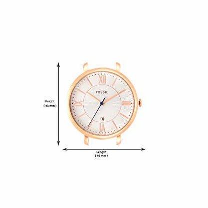 Picture of Fossil Women's Jacqueline Quartz Leather Three-Hand Watch, Color: Rose Gold, Navy (Model: ES3843)