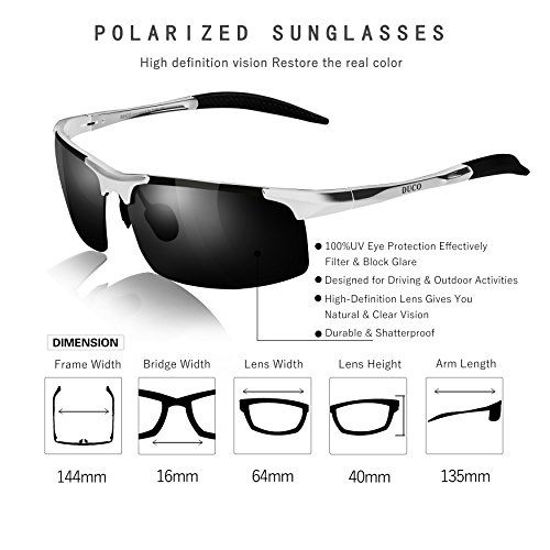 GetUSCart- DUCO Mens Sports Polarized Sunglasses UV Protection Sunglasses  for Men 8177s(Silver Frame Gray Lens)