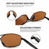 Picture of SUNGAIT Ultra Lightweight Rectangular Polarized Sunglasses UV400 Protection (Black Frame Brown Lens, 62) Metal Frame SGT458 HEKC