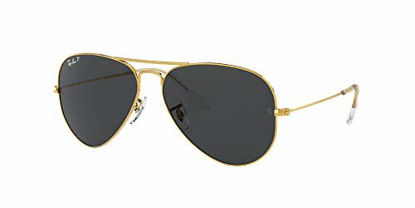 Picture of Ray-Ban RB3025 Classic Aviator Sunglasses, Legend Gold/Black Polarized, 58 mm