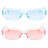 Picture of BUTABY Rectangle Sunglasses for Women Retro Driving Glasses 90s Vintage Fashion Narrow Square Frame UV400 Protection Blue & Pink