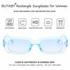 Picture of BUTABY Rectangle Sunglasses for Women Retro Driving Glasses 90s Vintage Fashion Narrow Square Frame UV400 Protection Blue & Pink