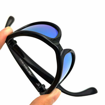 Picture of Juslink Toddler Sunglasses, 100% UV Proof Flexible Boys Girl Baby Sunglasses for Kids Age 2-10 (Black-blue)