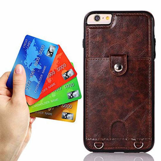 Jaorty PU Leather Wallet Case for iPhone 6/6S Necklace Lanyard Case Cover with Card Holder Adjustable Detachable Anti-Lost Neck Strap for 4.7 inch Apple iPhone 6 iPhone 6S,Blue 