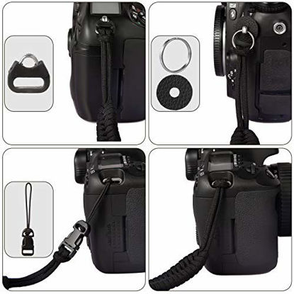 Picture of Camera Wrist Strap Designed by TAKHRWOD, Hand-Woven Elegant Universal Camera Hand Strap and Camera Wrist Bands for Male and Female Photographers Adjustable Camera Wrist Strap (Black)