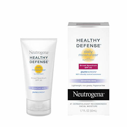Picture of Neutrogena Healthy Defense Daily Moisturizer for Sensitive Skin with SPF 50, Mineral Sunscreen with Zinc Dioxide & Titanium Dioxide, Oil-Free & Fragrance-Free, 1.7 fl. oz (Pack of 3)