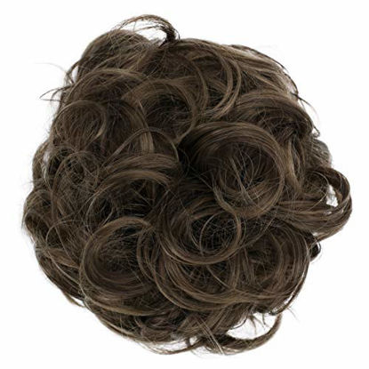 Picture of PRETTYSHOP XL Hairpiece Scrunchy Updo Bridal Hairstyles Scrunchie Voluminous Curly Messy Bun Brunette Mix G18E