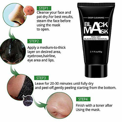Picture of VANECL Blackhead Remover Mask,Peel Off Mask, Activated Charcoal Face Mask for Deep Cleansing, Pore Purifying Blackhead Mask Black Mask for Face Nose All Skin Types 60g